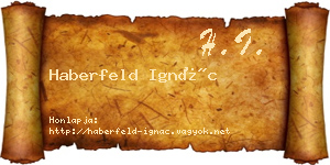 Haberfeld Ignác névjegykártya